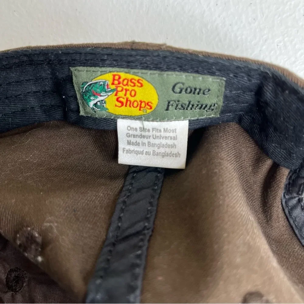 Bass Pro Shops Brown Embroidered Snapback 6 Panel Low Profile Ball Cap Hat OSFA